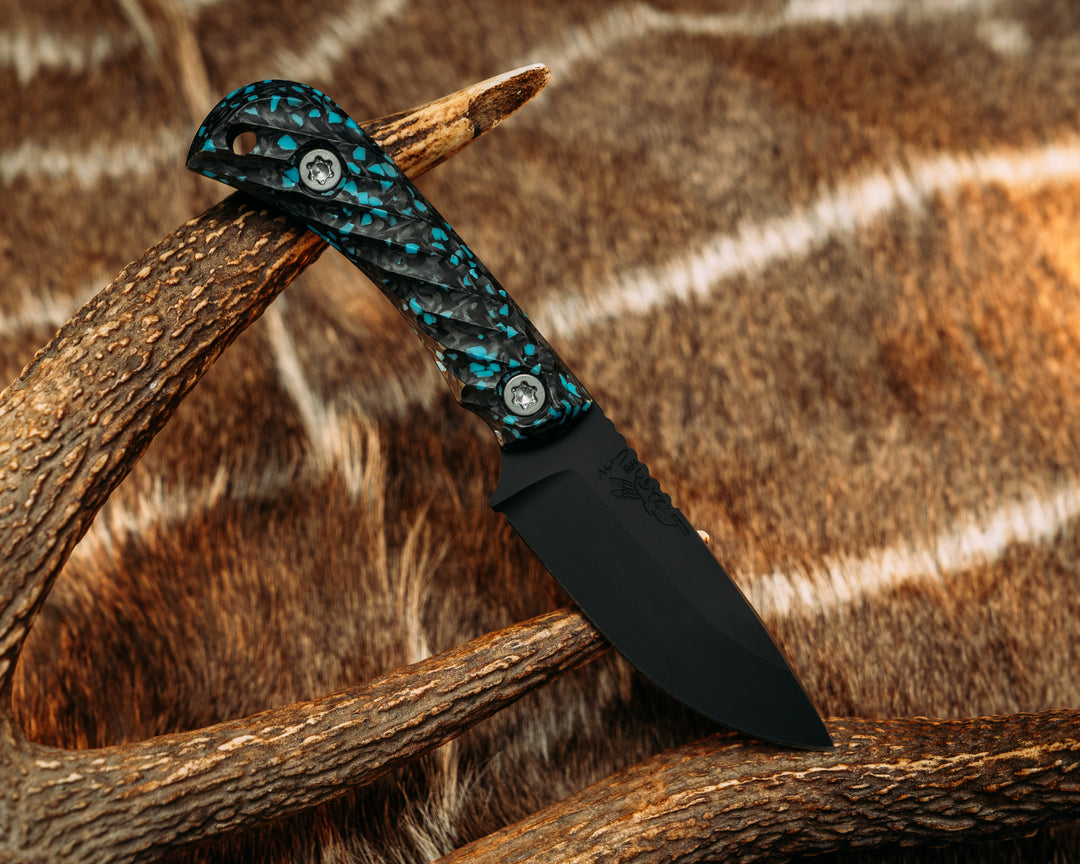Cav Jr - Rocky Wave Turquoise, Armor Black Cerakote, Ti Torx bolts, Reticulated Grip