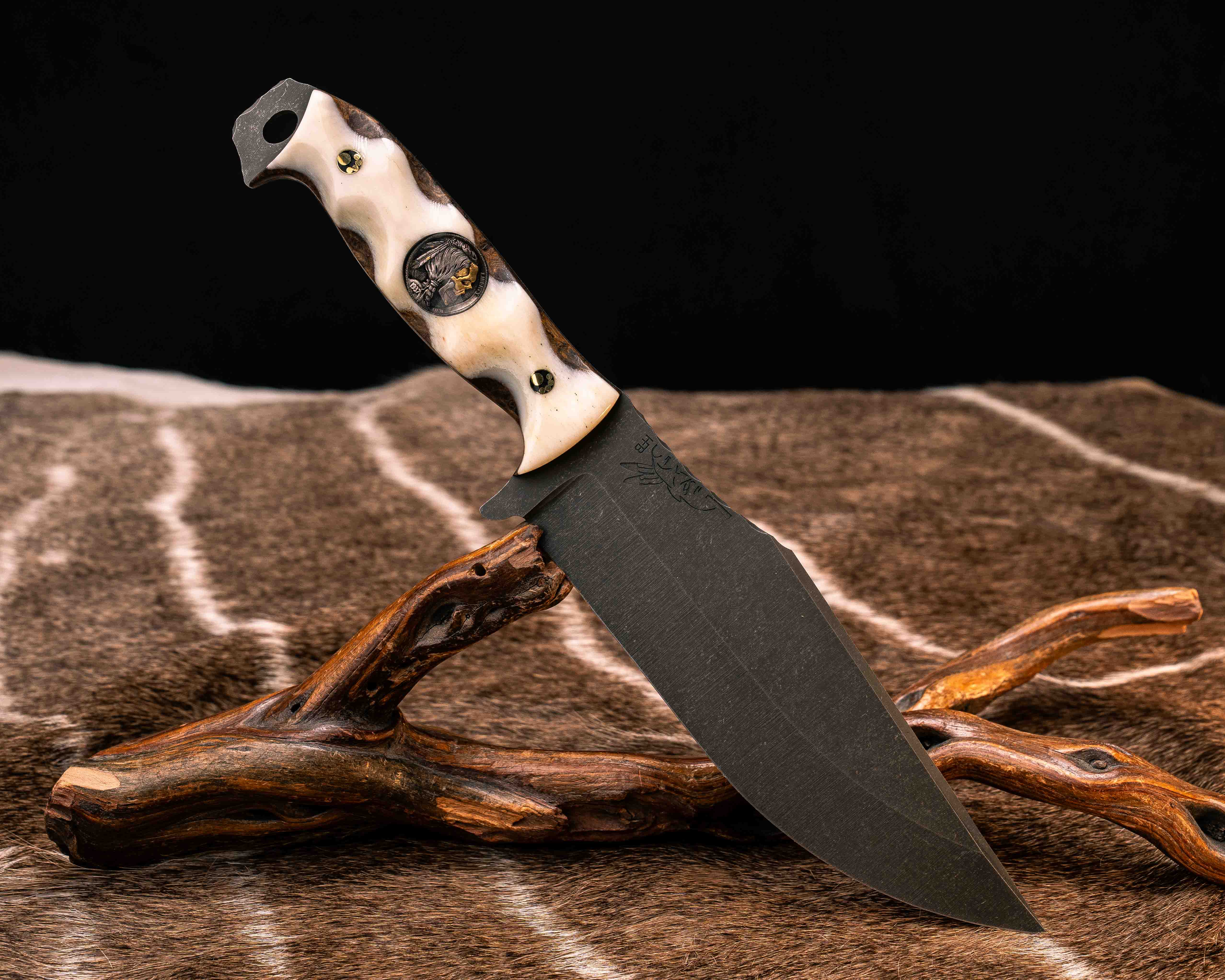 Bowie Jr- Giraffe Bone Over Kitanche, 1937 Half Face Warrior Skull