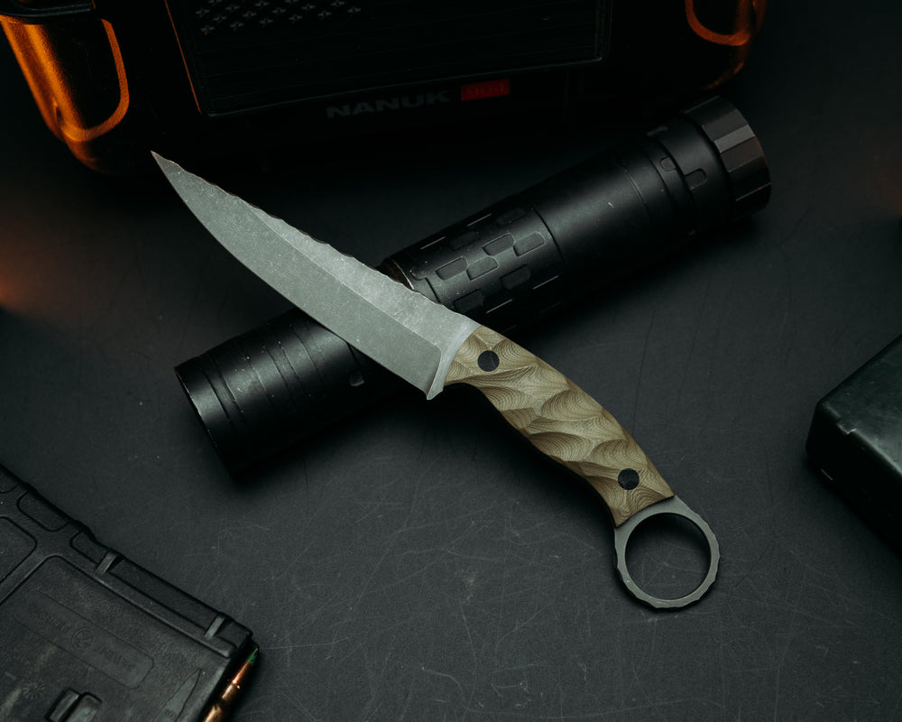 Osoraku 4"- OD Green G10, CF Pins, Chaos Grip.