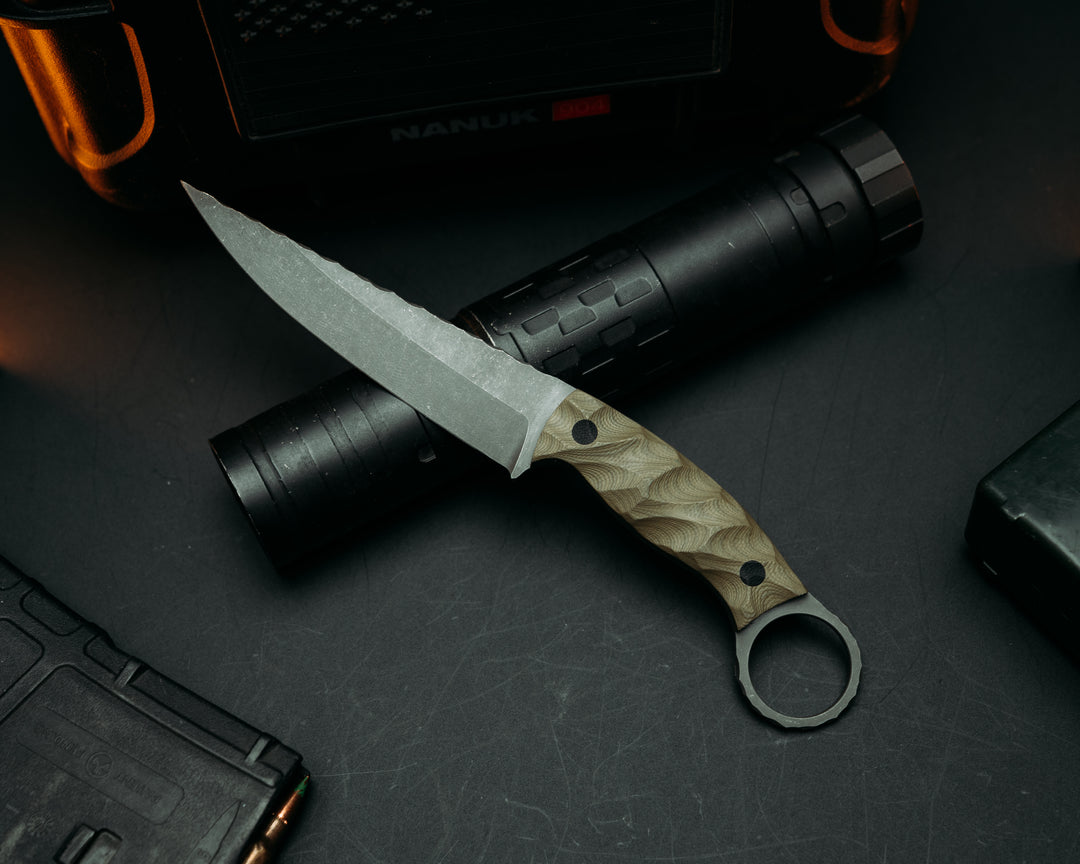 Osoraku 4"- OD Green G10, CF Pins, Chaos Grip.