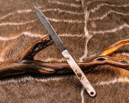 OSS Spike- Baker Forge Raindrop Pattern CopperMai- Moose Antler, Mosaic Pins, Copper Lanyard Pin, Textured Grip