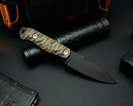 Field Knife - OD Green G10, Armor Black Cerakote, Ti Torx Bolts, Chaos Grip