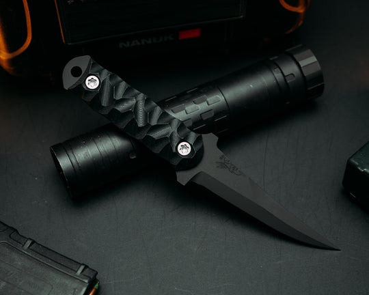 Combat Filet - Black G10, Armor Black, Ti Torx Bolts, Chaos Grip