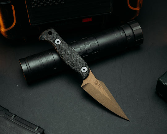 Gulo Gulo - Black Canvas Micarta, Midnight Bronze Cerakote, Allen Bolts, Iron Grip