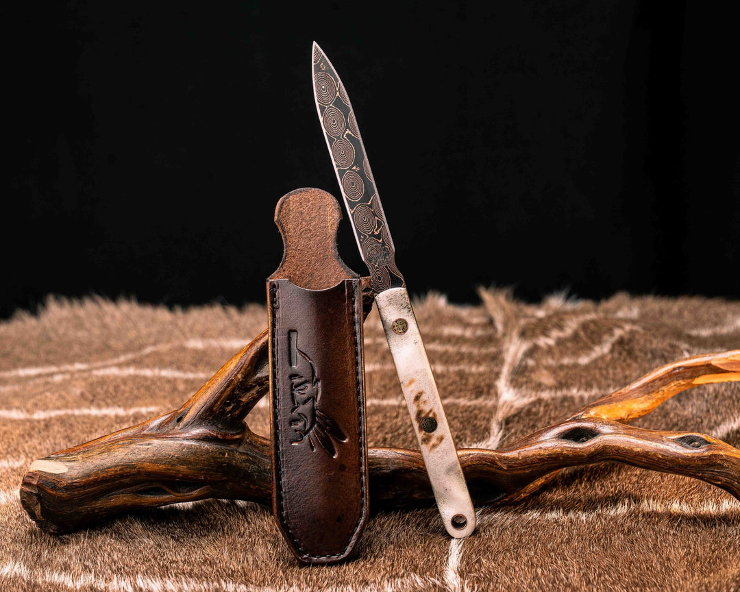 OSS Spike- Baker Forge Raindrop Pattern CopperMai- Moose Antler, Mosaic Pins, Copper Lanyard Pin, Textured Grip
