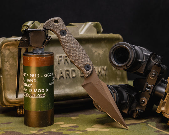 Gulo Gulo- OD Green Canvas Micarta, Midnight Bronze Cerakote, Allen Bolts, Iron Grip