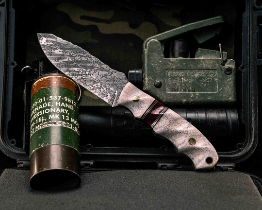 Disaster Jr- Elk Antler, Black G10, Copper and Aluminum Pin Striping, Bloody Basin Tru-stone Split, Mosaic Pins, Copper Lanyard Pin, Textured Grip