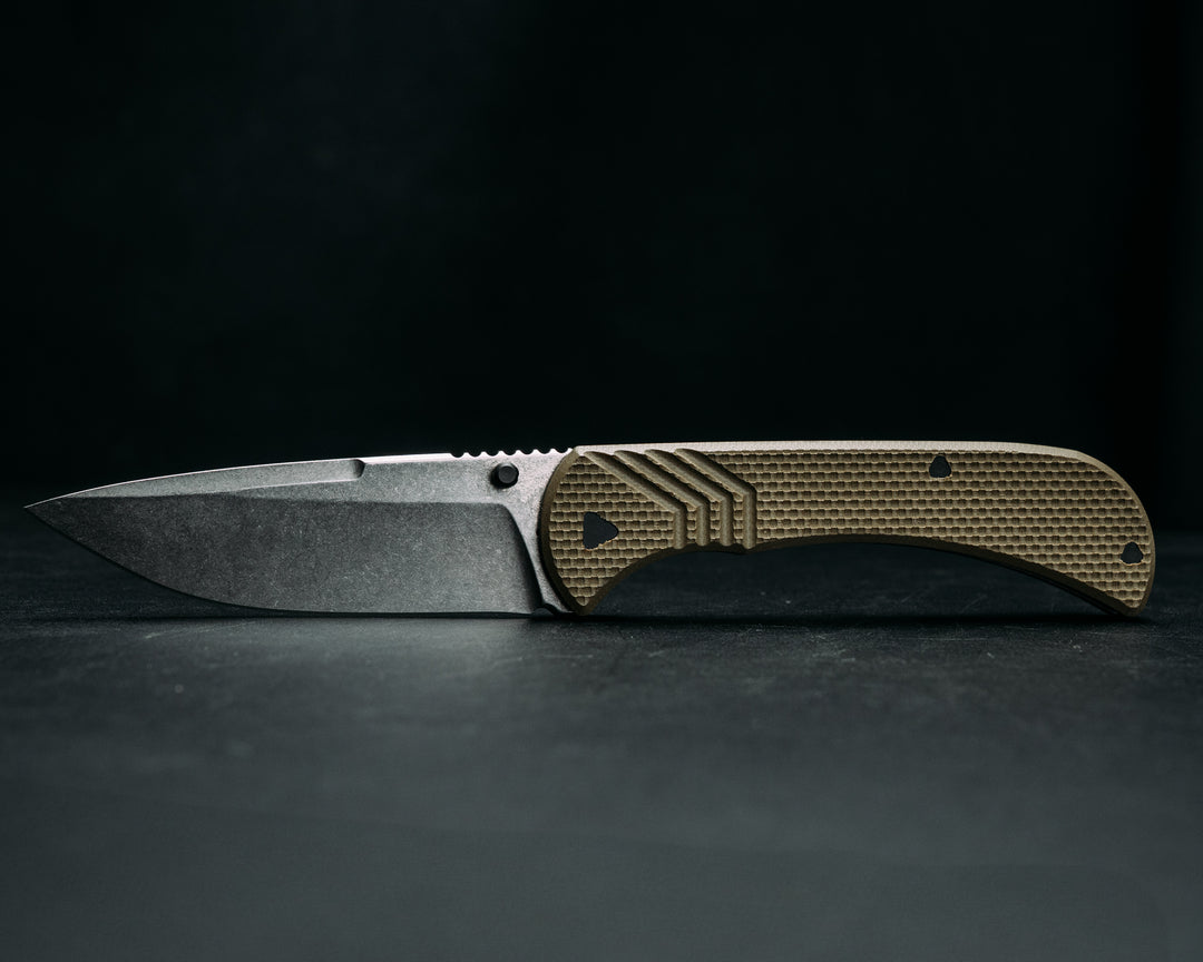Cav Folder - OD Green G10, Textured Grip, TI Frame.
