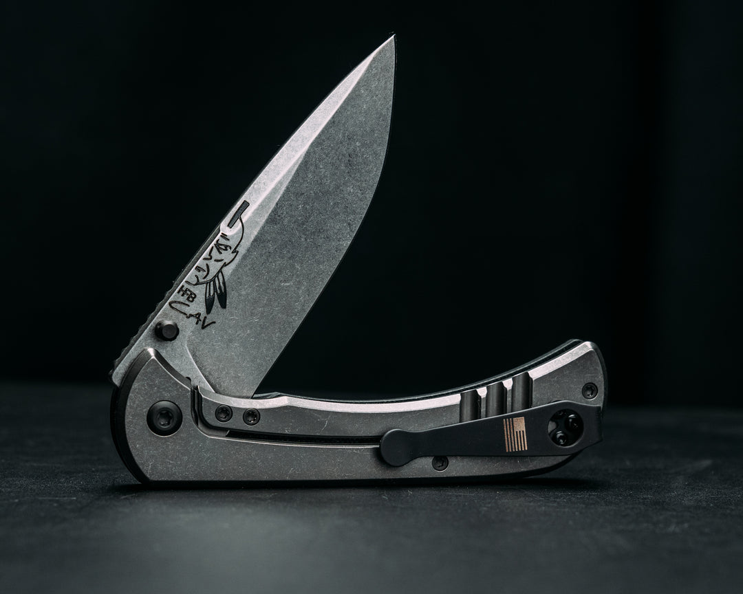 Cav Folder - Black G10, Textured Grip, TI Frame.