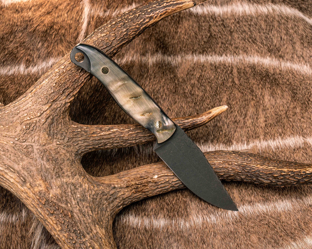 Crow Jr- Ram's Horn, Brass Mosaic Pins, Textured Natural Grip