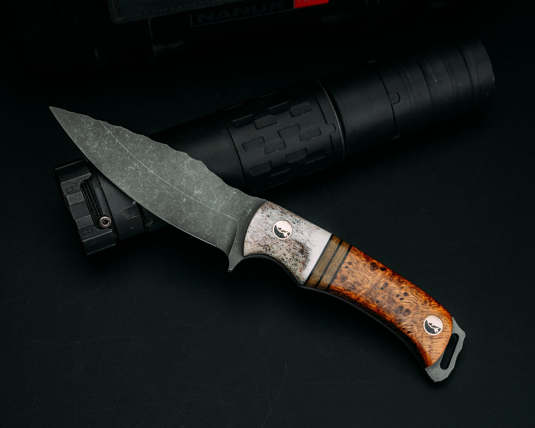 Ishi - Black G10 Pin Striping, OD Green Canvas Micarta