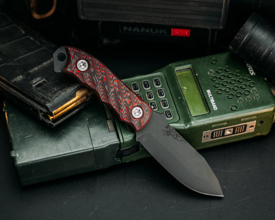 Disaster Cub - Lava Flow Carbon, Armor Black Cerakote, Ti Torx Bolts, Iron Grip