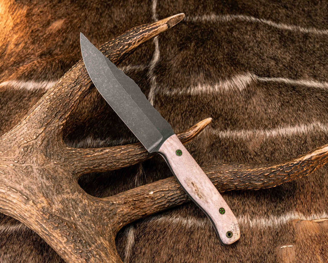 Crow Scout- Elk Antler, Mosaic Pins, Brass Lanyard Pin, Smooth Grip