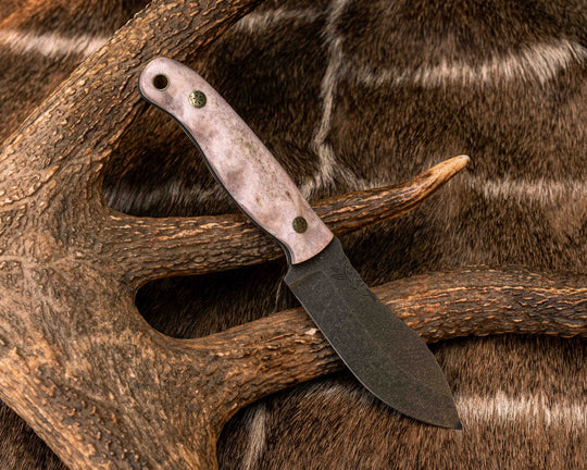 Skinner Jr- Elk Antler, Mosaic Pins, Brass Lanyard Pin, Textured Grip