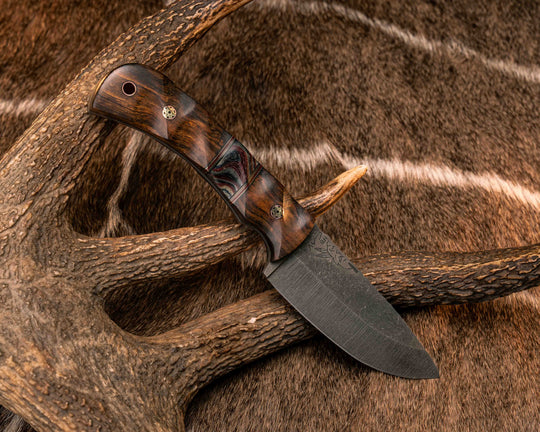 Cavner- Desert Ironwood, Black G10, Brass and Ruby G10 Pin Striping, Vintage American Flag Cammie Micarta Split, Mosaic Pins, Copper Lanyard Pin, Textured Grip
