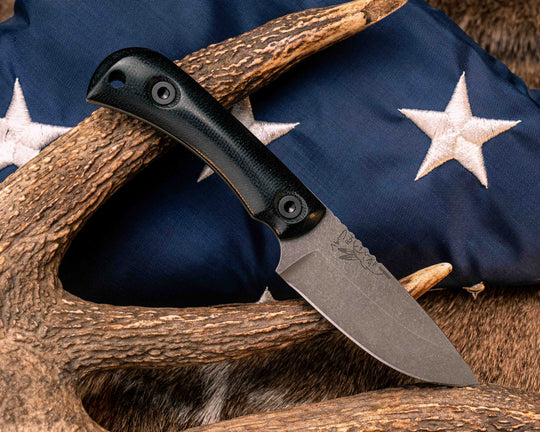 Cav Jr Back Country Semiquincentennial- Black G10, American Flag Inlay, Red, White and Blue G10 and Brass Liner, Allen Bolts, Smooth Grip