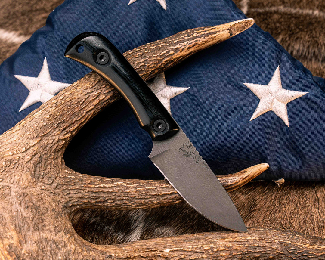 Cav Jr Back Country Semiquincentennial- Black Canvas Micarta, American Flag Inlay, Black and OG Green G10 Liner, Allen Bolts, Smooth Grip