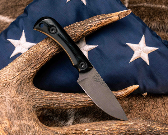 Cav Jr Back Country Semiquincentennial- Black Canvas Micarta, American Flag Inlay, Black and OG Green G10 Liner, Allen Bolts, Smooth Grip