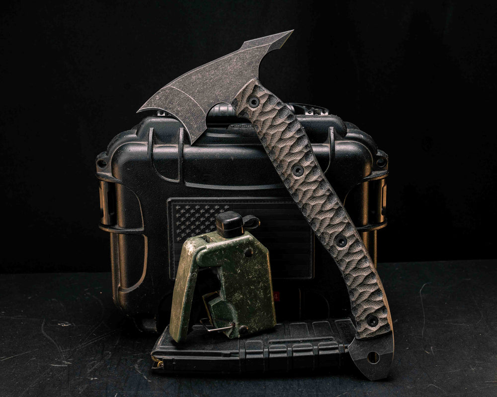 Crescent Hawk- OD Green/Black Canvas Micarta, Allen Bolts, Textured Grip, Open Tang