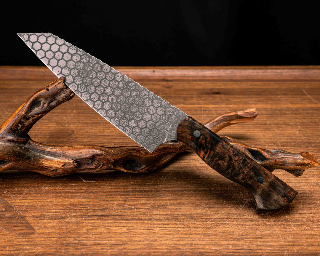 Santoku - Mahogany, Silver Pins, Smooth Grip