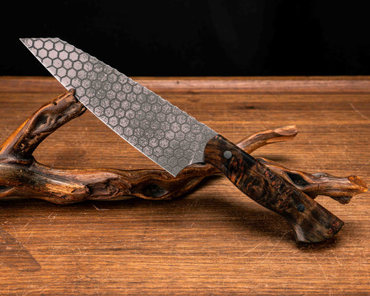 Santoku - Mahogany, Silver Pins, Smooth Grip