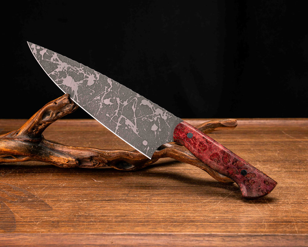 Chef Blade - Dyed Black Ash, Aluminum Pins, Smooth Grip