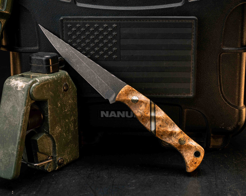 Congressman- Black Ash Burl, Black G10 and Brass Split, Mosaic Pins, Brass Lanyard Pin, Textured Grip