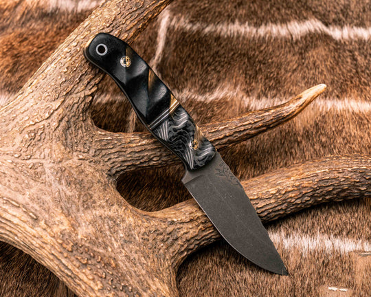 Feather Light- Silver Dragonstrike Carbon, Black G10, Copper and Aluminum Split, Black Burlap Micarta, Mosaic Pins, Aluminum Lanyard Pin, Textured Grip