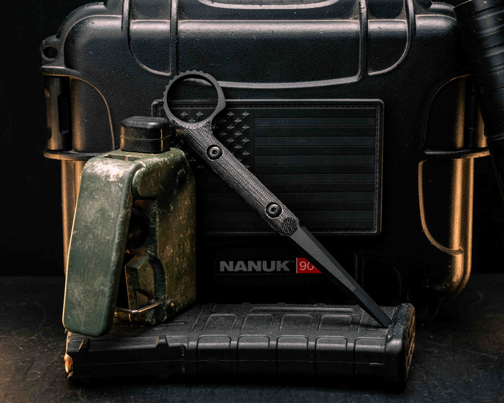 Ring Flathead Tool - Black Canvas Micarta, Armor Black Cerakote, Allen Bolts, Smooth Grip