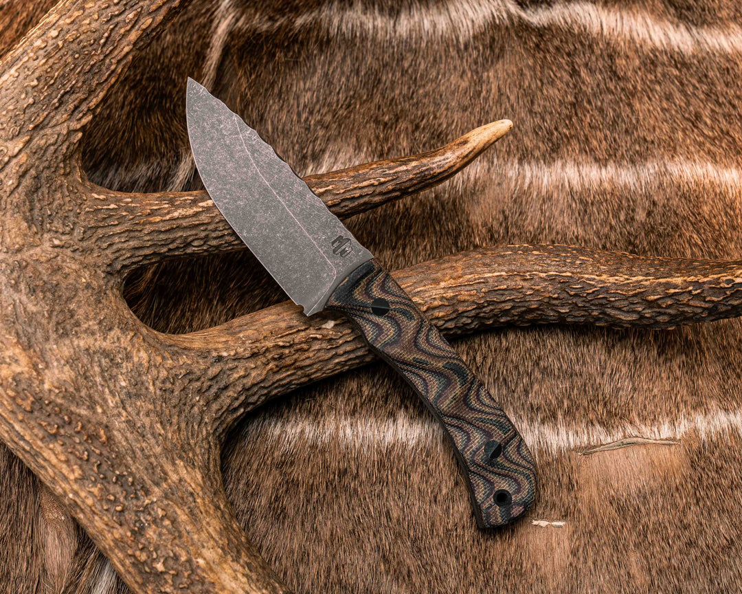 Cav Jr- Python Canvas Micarta, CF Pins, CF Lanyard Pin, Textured Grip