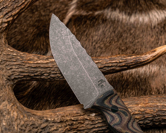 Cav Jr- Python Canvas Micarta, CF Pins, CF Lanyard Pin, Textured Grip