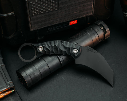 Karambito - Black G10, Armor Black Cerakote, Ti Torx Bolts, Chaos Grip