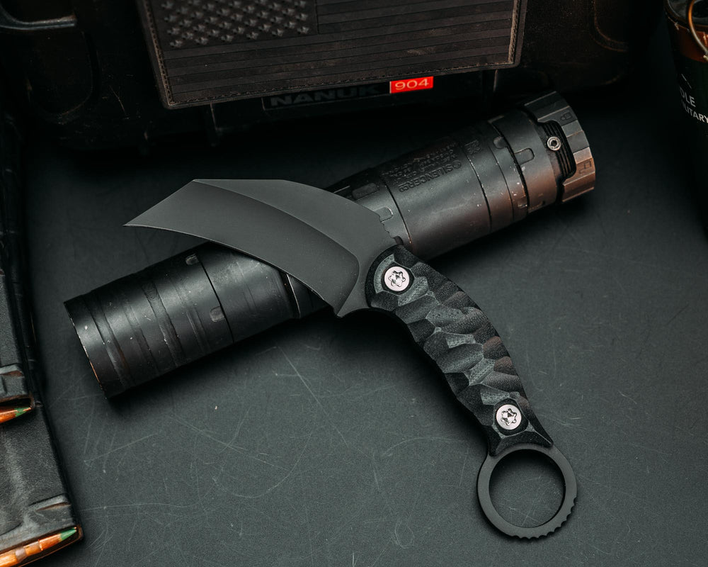 Karambito - Black G10, Armor Black Cerakote, Ti Torx Bolts, Chaos Grip