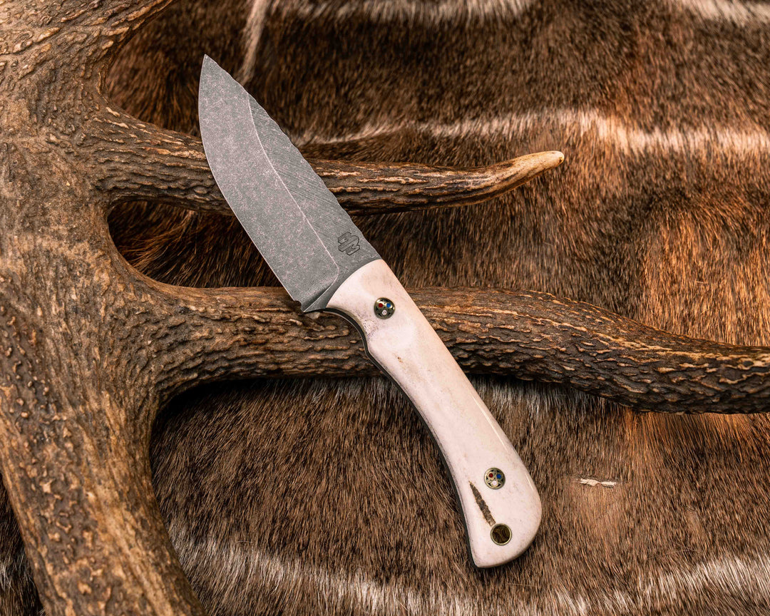 Cav Jr- Elk Antler, Patriot Mosaic Pins, Brass Lanyard Pin, Textured Grip