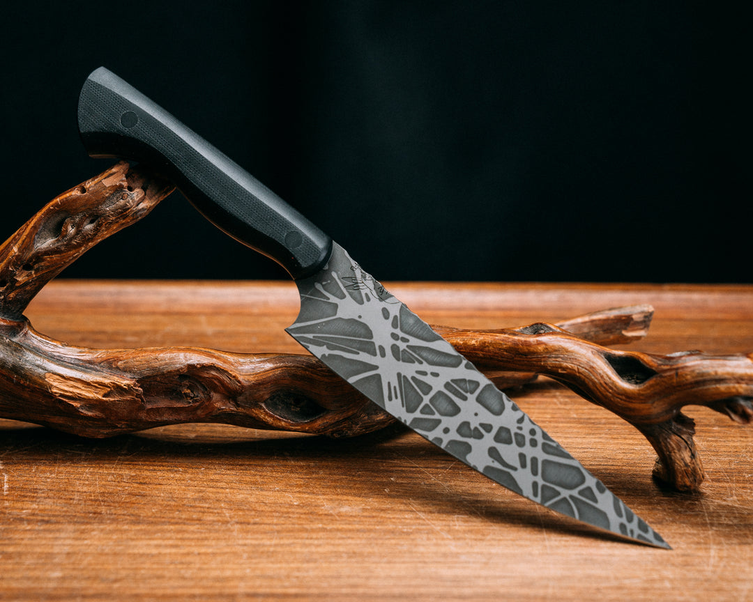 Chef Set- Black G10, Acid Splatter, CF Pins, Smooth Grip