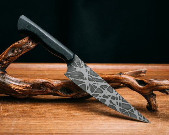 Chef Set- Black G10, Acid Splatter, CF Pins, Smooth Grip