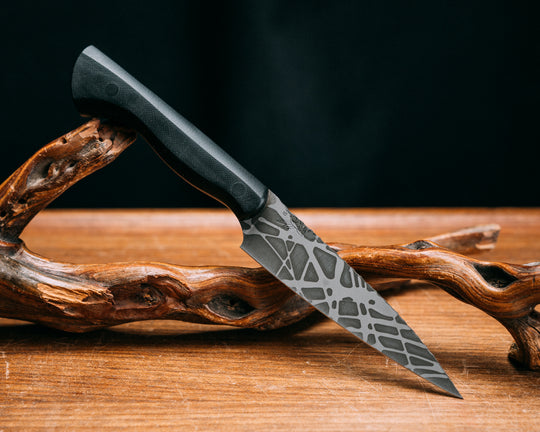 Chef Set- Black G10, Acid Splatter, CF Pins, Smooth Grip