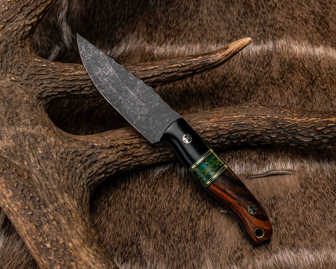 Feather Light- Bison Horn, Black G10, Acid Green G10 and Brass Pin Striping, Arizona Jade Tru-stone Split, Desert Ironwood, Mosaic Pins, Smooth Grip
