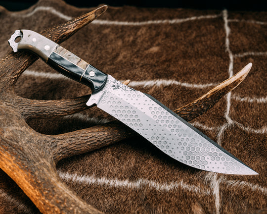 American Bowie- Bison, Brass Pin Striping, Rams Horn and Bison Split, Rams Horn, Brass Pins, Smooth Grip