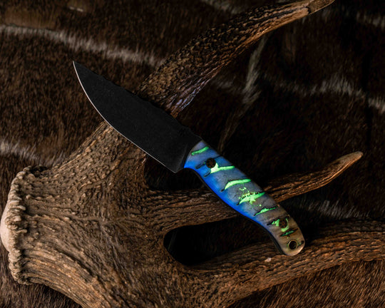 Feather Light- Ram's Horn and Glow Resin, Mosaic Pins, Brass Lanyard Pin, Smooth Grip