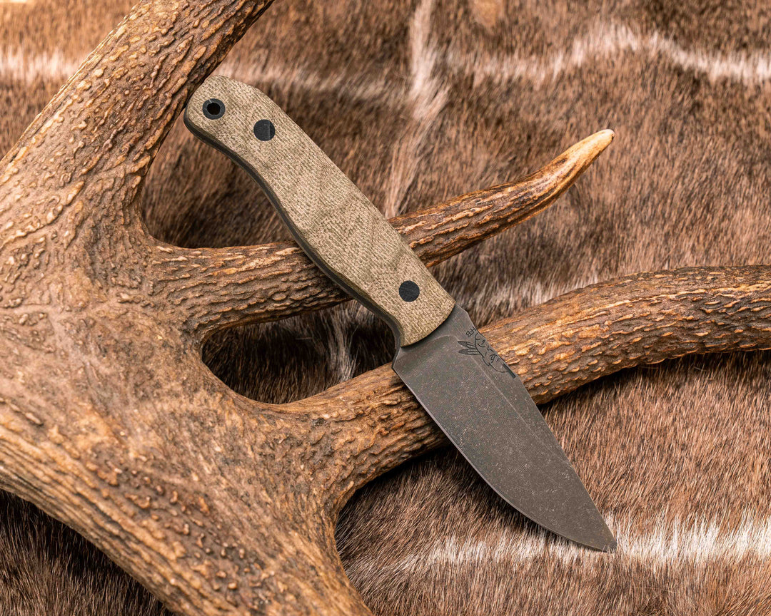 Feather Light- OD Green Canvas Micarta, CF Pins, CF Lanyard Pin, Textured Grip