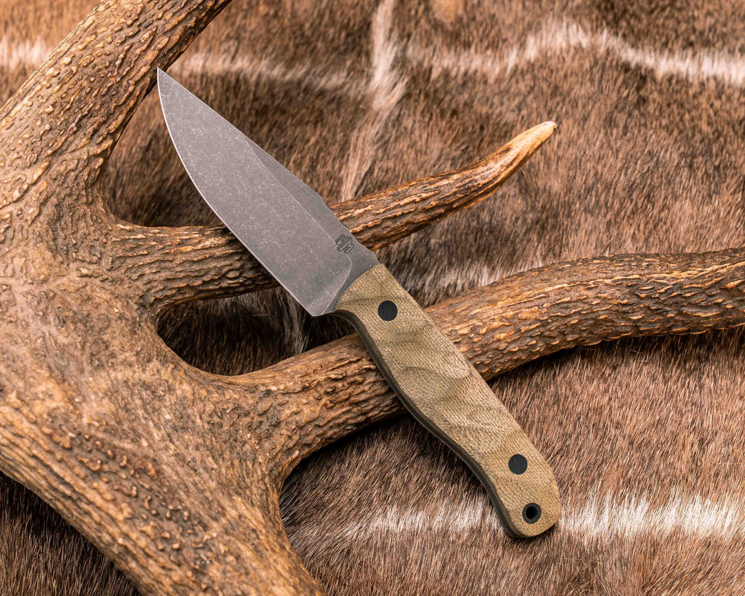 Feather Light- OD Green Canvas Micarta, CF Pins, CF Lanyard Pin, Textured Grip