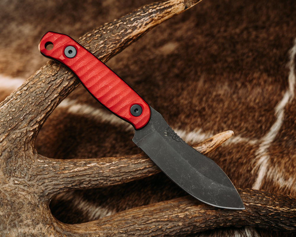 Skinner Jr - HFB x Derek Wolfe Collab - Cherry & Black G10, Allen Bolts, Iron Grip