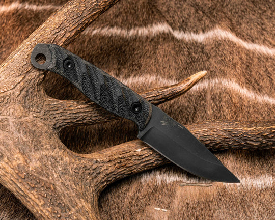 Crow Jr- Black Canvas Micarta, Allen Bolts, Textured Grip