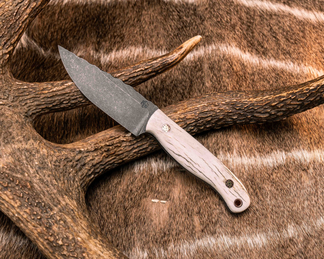 Feather Light- Elk Antler, Mosaic Pins, Copper Lanyard Pin, Smooth Grip