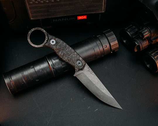 Osoraku 3" Mini - Black Canvas Micarta, Allen Bolts, Chaos Grip.