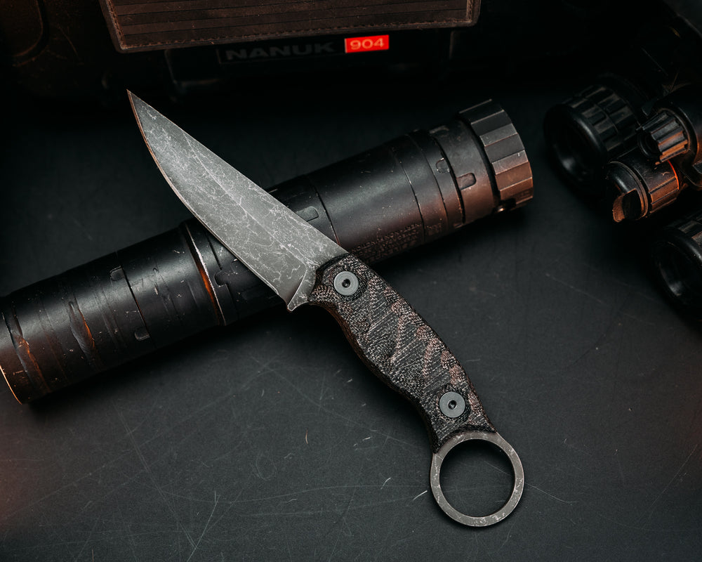Osoraku 3" Mini - Black Canvas Micarta, Allen Bolts, Chaos Grip.