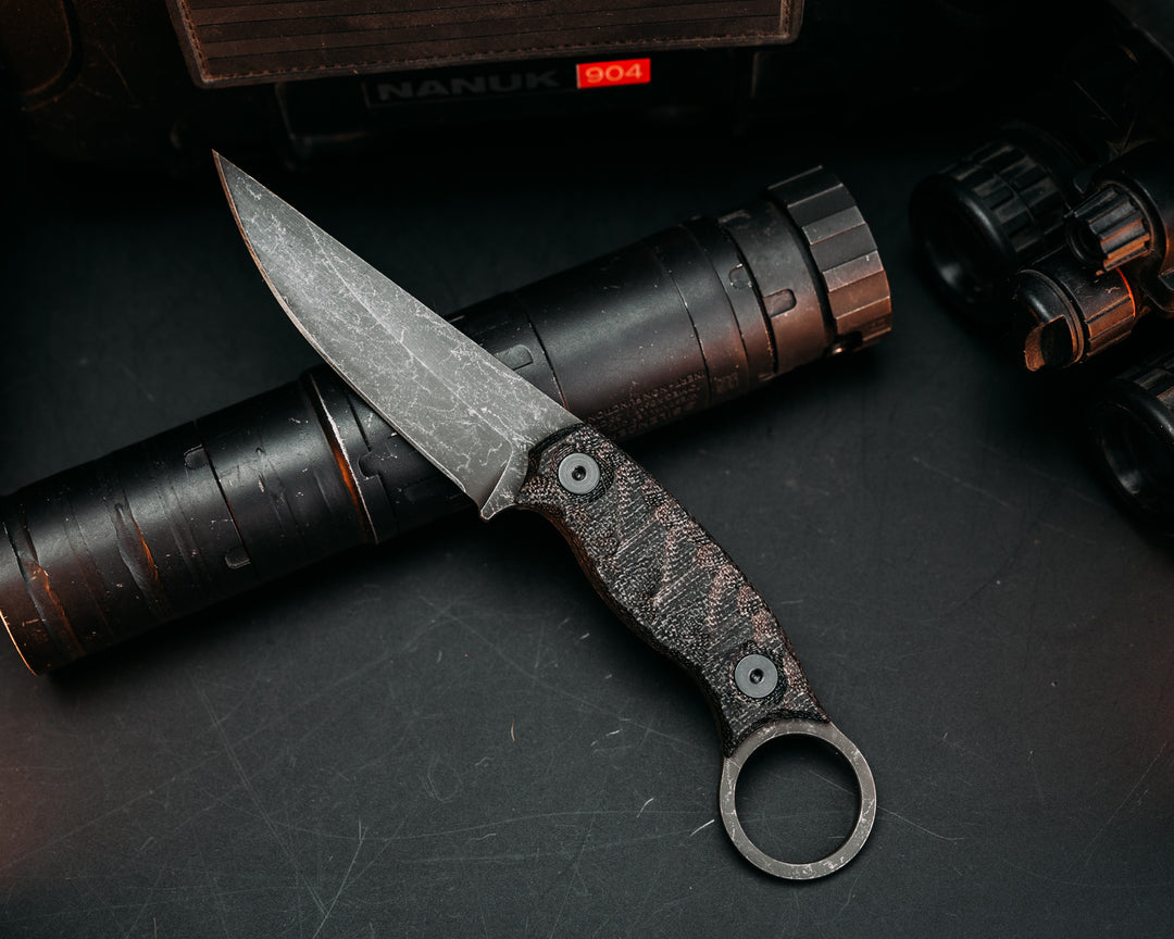 Osoraku 3" Mini - Black Canvas Micarta, Allen Bolts, Chaos Grip.