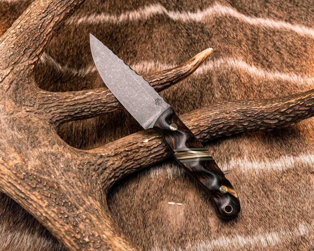 Feather Light- Desert Ironwood, Black G10, OD Green G10 and Brass Split, Mosaic Pins, Brass Lanyard Pin, Textured Grip