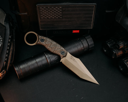 Ringed Tac Tanto - OD Green Canvas Micarta, FDE Cerakote, Allen Bolts, Chaos Grip